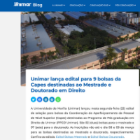 Unimar lança edital para 9 bolsas da Capes destinadas ao Mestrado e Doutorado em Direito