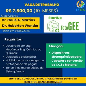 Vaga de trabalho : Dispositivos Eletroquímicos para captura e conversão de CO2 e metano